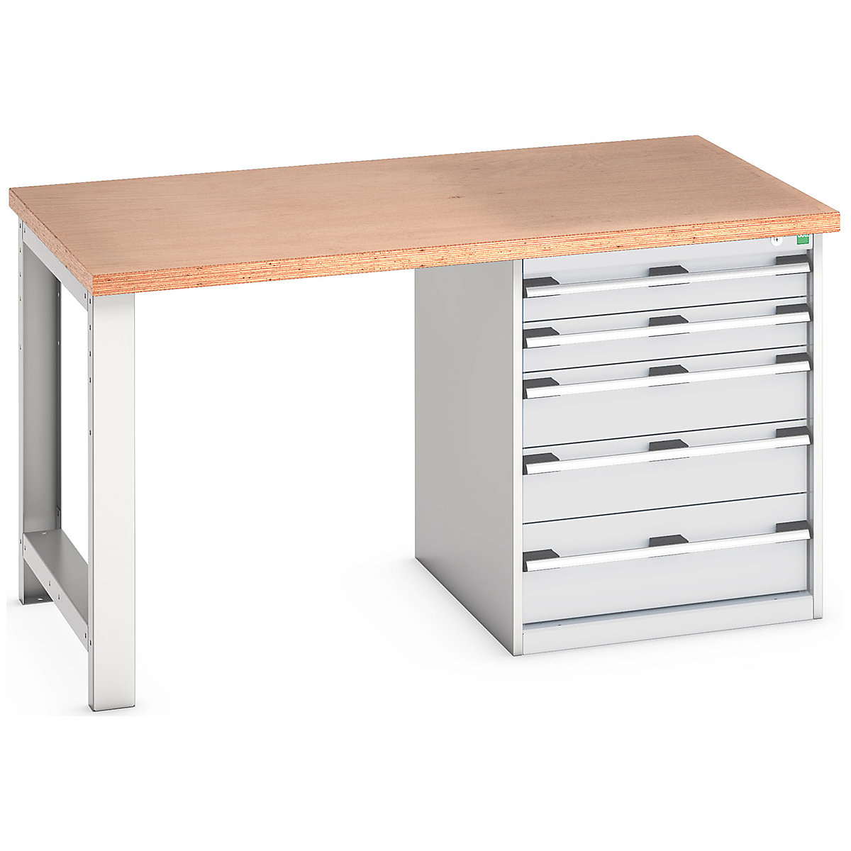 Bott Cubio Pedestal Benches, Bott Cubio Pedestal Benches, Bott Cubio Pedestal Bench | 5 Drawer Cabinet | 840h x 1500w x 900d mm | Light Grey | MPX Worktop-0