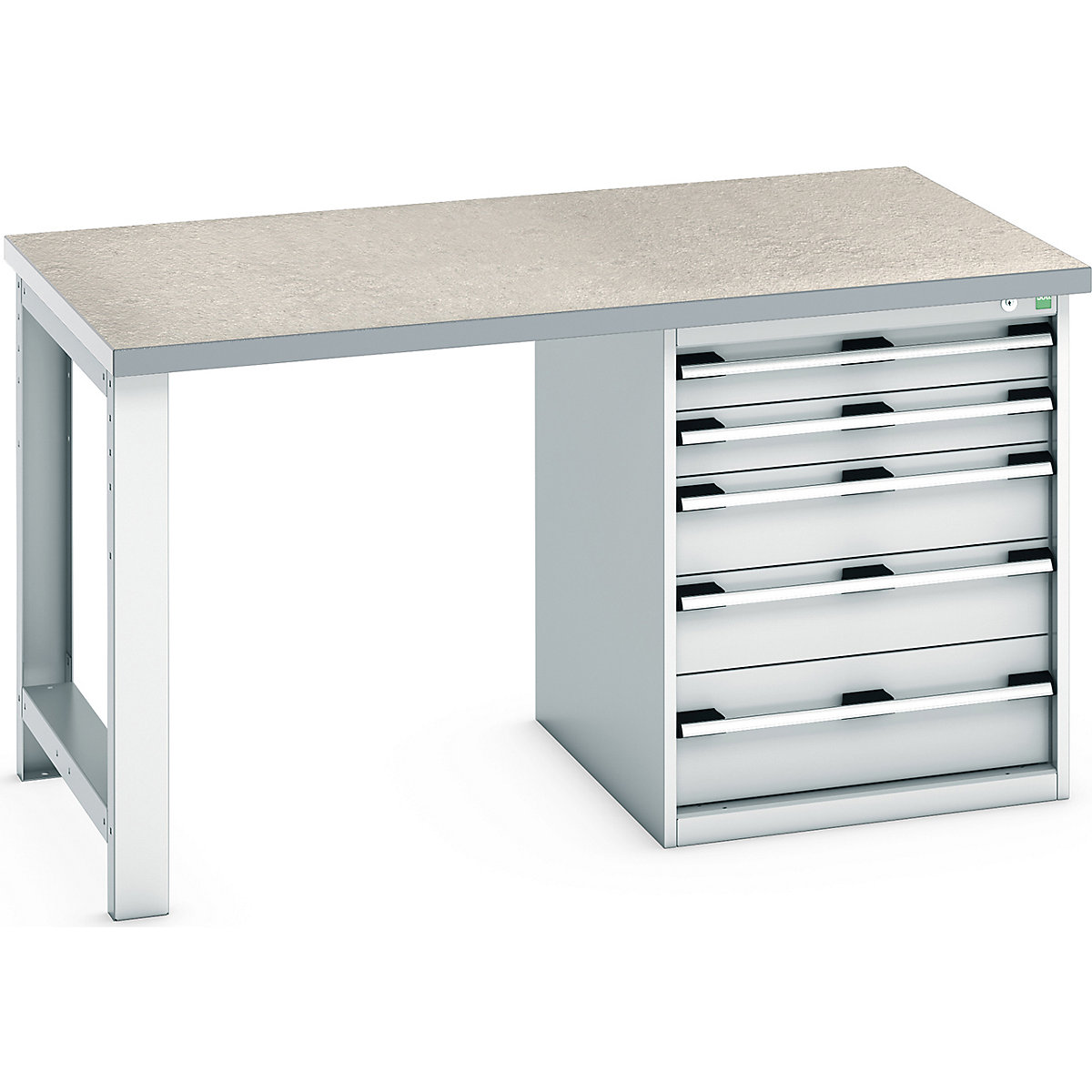 Bott Cubio Pedestal Benches, Bott Cubio Pedestal Benches, Bott Cubio Pedestal Bench | 5 Drawer Cabinet | 840h x 1500w x 900d mm | Light Grey | Lino Worktop-0