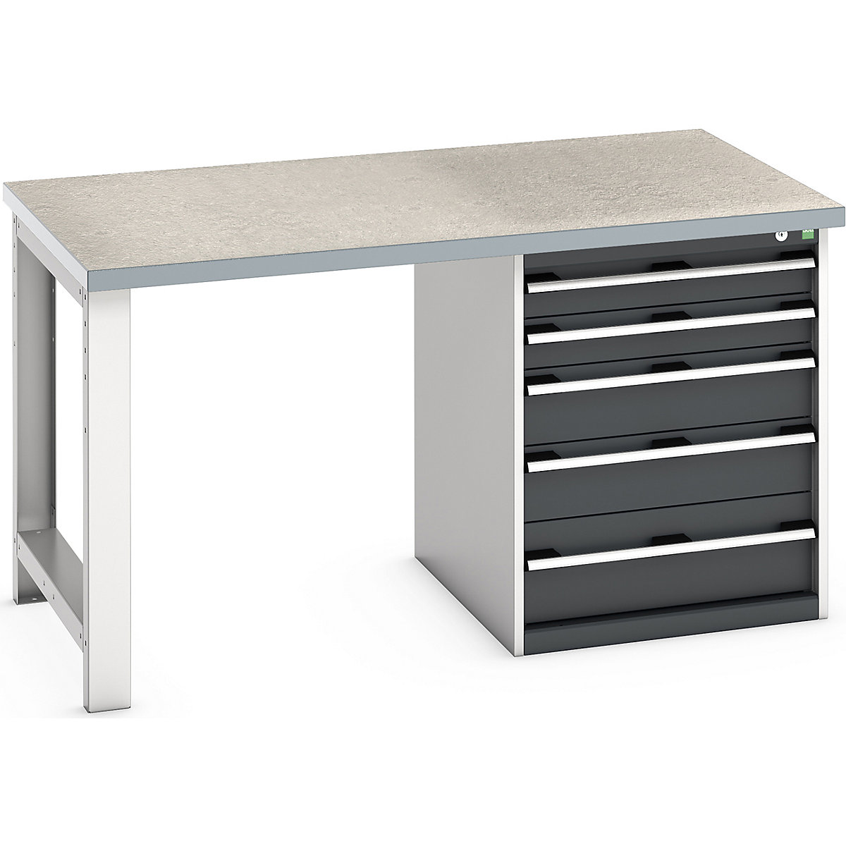 Bott Cubio Pedestal Benches, Bott Cubio Pedestal Benches, Bott Cubio Pedestal Bench | 5 Drawer Cabinet | 840h x 1500w x 900d mm | Anthracite Grey | Lino Worktop-0