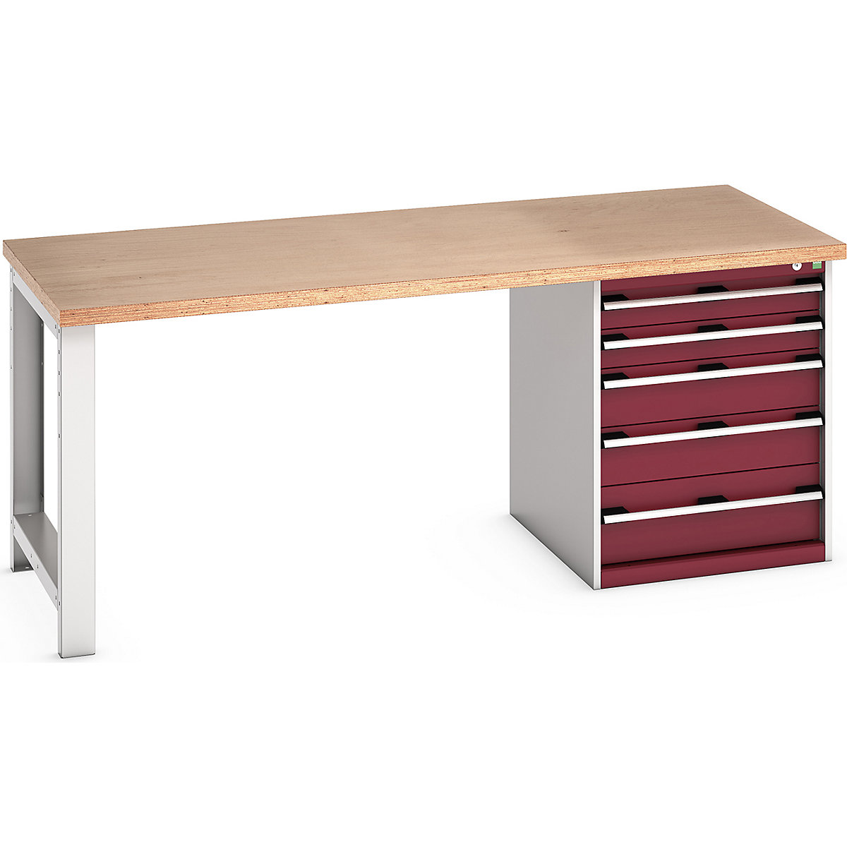Bott Cubio Pedestal Benches, Bott Cubio Pedestal Benches, Bott Cubio Pedestal Bench | 5 Drawer Cabinet | 840h x 2000w x 900d mm | Red | MPX Worktop-0