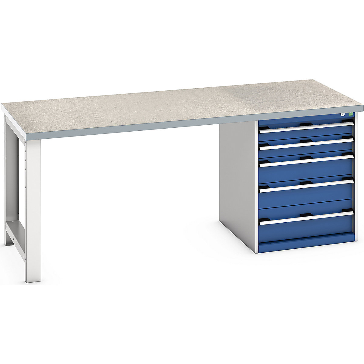 Bott Cubio Pedestal Benches, Bott Cubio Pedestal Benches, Bott Cubio Pedestal Bench | 5 Drawer Cabinet | 840h x 2000w x 900d mm | Blue | Lino Worktop-0