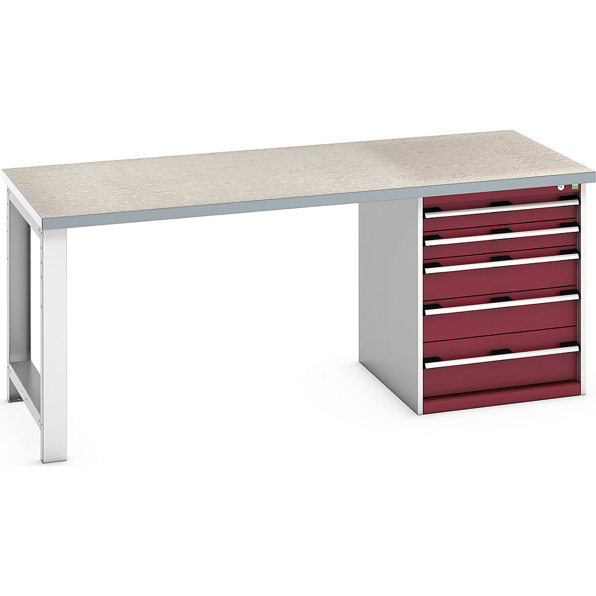 Bott Cubio Pedestal Benches, Bott Cubio Pedestal Benches, Bott Cubio Pedestal Bench | 5 Drawer Cabinet | 840h x 2000w x 900d mm | Red | Lino Worktop-0