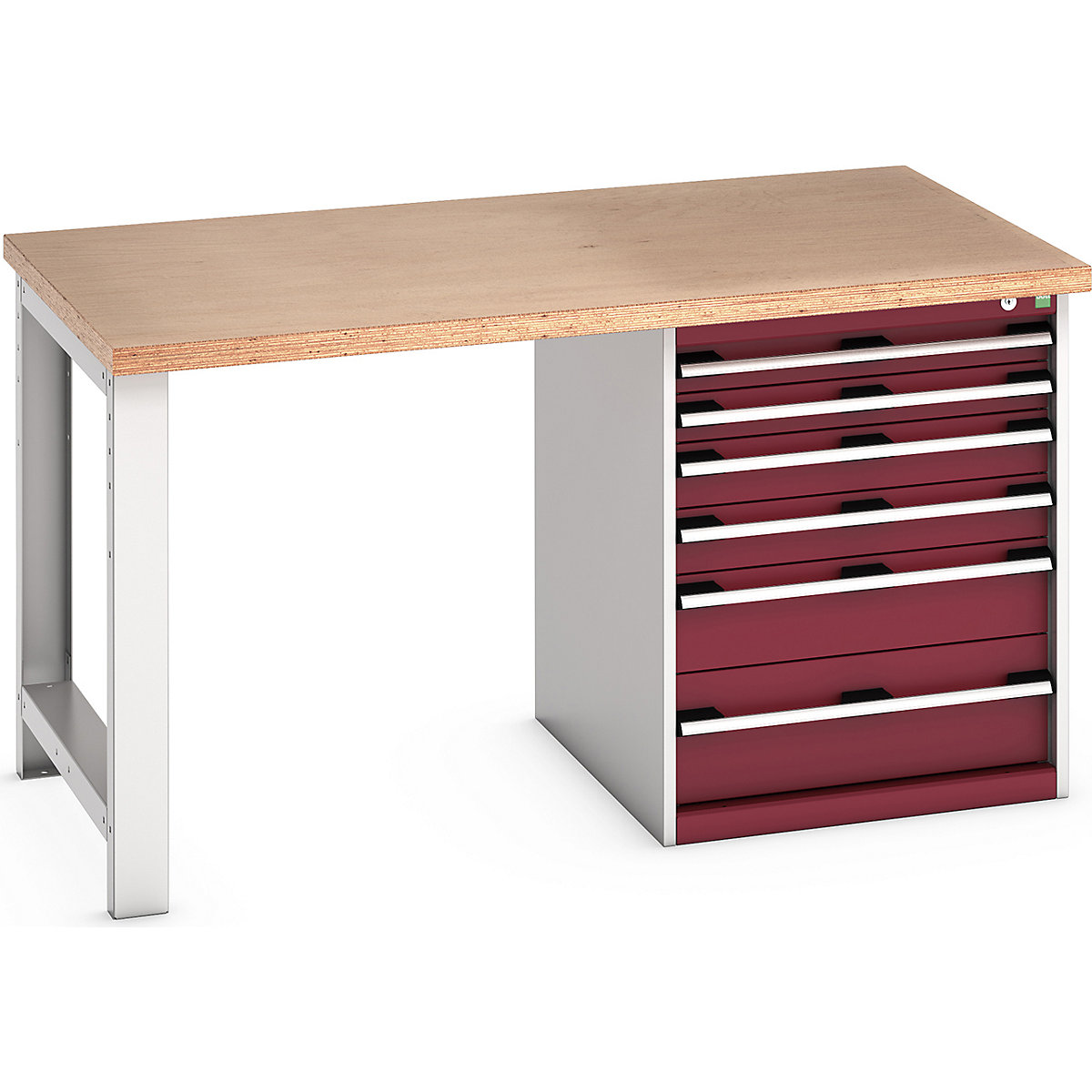 Bott Cubio Pedestal Benches, Bott Cubio Pedestal Benches, Bott Cubio Pedestal Bench | 6 Drawer Cabinet | 840h x 1500w x 900d mm | Red | MPX Worktop-0