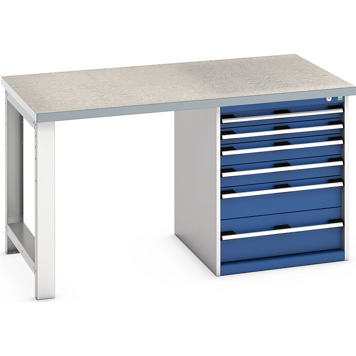 Bott Cubio Pedestal Benches, Bott Cubio Pedestal Benches, Bott Cubio Pedestal Bench | 6 Drawer Cabinet | 840h x 1500w x 900d mm | Blue | Lino Worktop-0