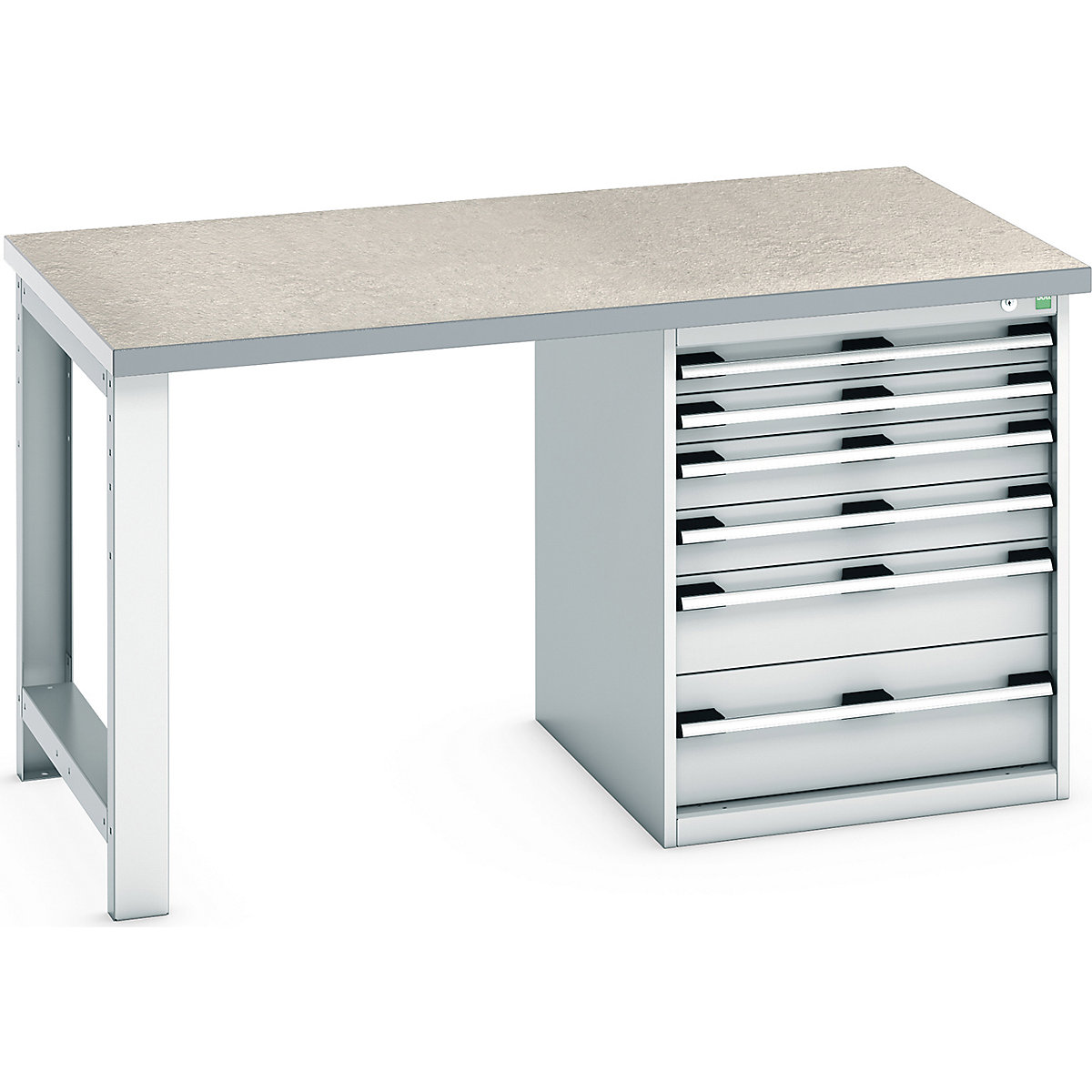 Bott Cubio Pedestal Benches, Bott Cubio Pedestal Benches, Bott Cubio Pedestal Bench | 6 Drawer Cabinet | 840h x 1500w x 900d mm | Light Grey | Lino Worktop-0