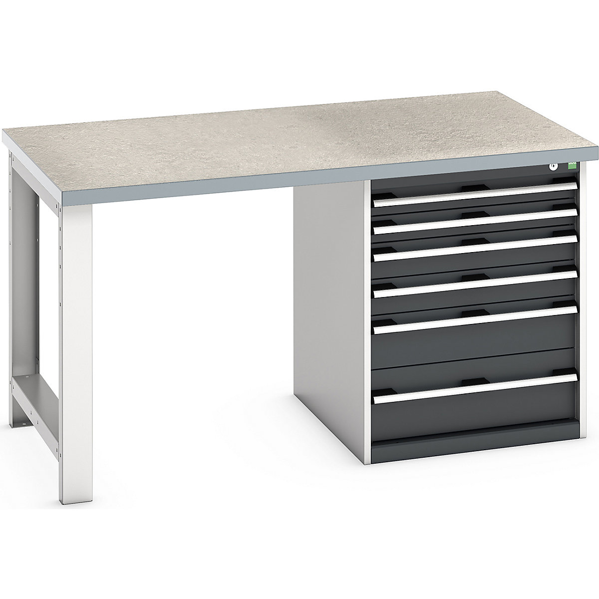 Bott Cubio Pedestal Benches, Bott Cubio Pedestal Benches, Bott Cubio Pedestal Bench | 6 Drawer Cabinet | 840h x 1500w x 900d mm | Anthracite Grey | Lino Worktop-0