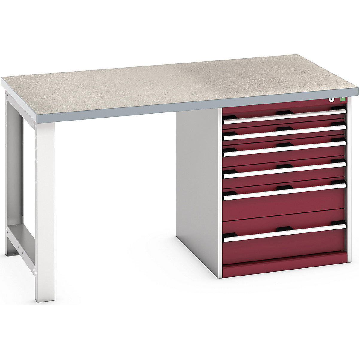 Bott Cubio Pedestal Benches, Bott Cubio Pedestal Benches, Bott Cubio Pedestal Bench | 6 Drawer Cabinet | 840h x 1500w x 900d mm | Red | Lino Worktop-0