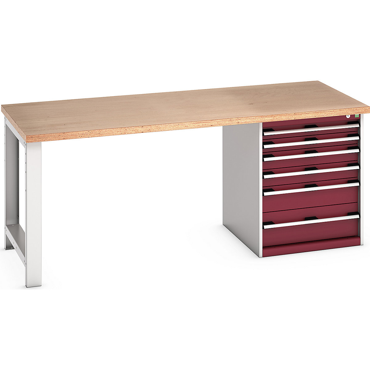 Bott Cubio Pedestal Benches, Bott Cubio Pedestal Benches, Bott Cubio Pedestal Bench | 6 Drawer Cabinet | 840h x 2000w x 900d mm | Red | MPX Worktop-0
