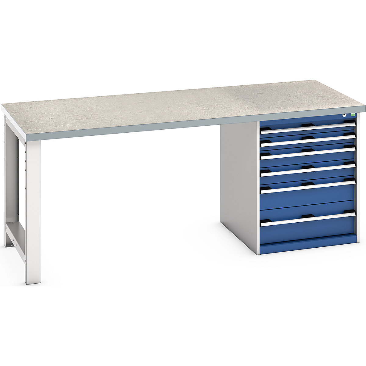 Bott Cubio Pedestal Benches, Bott Cubio Pedestal Benches, Bott Cubio Pedestal Bench | 6 Drawer Cabinet | 840h x 2000w x 900d mm | Blue | Lino Worktop-0
