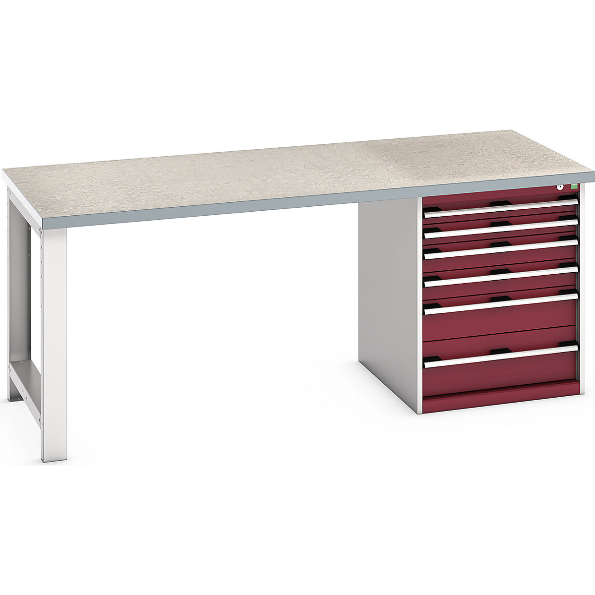 Bott Cubio Pedestal Benches, Bott Cubio Pedestal Benches, Bott Cubio Pedestal Bench | 6 Drawer Cabinet | 840h x 2000w x 900d mm | Red | Lino Worktop-0