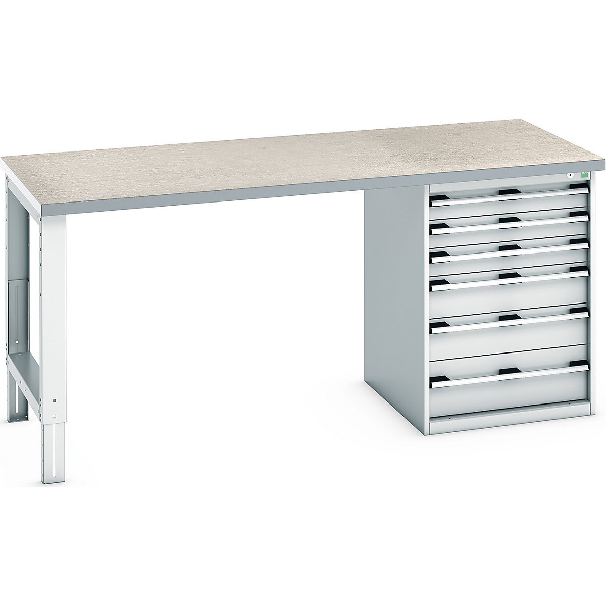 Bott Cubio Pedestal Benches, Bott Cubio Pedestal Benches, Bott Cubio Pedestal Bench | 6 Drawer Cabinet | 940h x 2000w x 900d mm | Light Grey | Lino Worktop-0