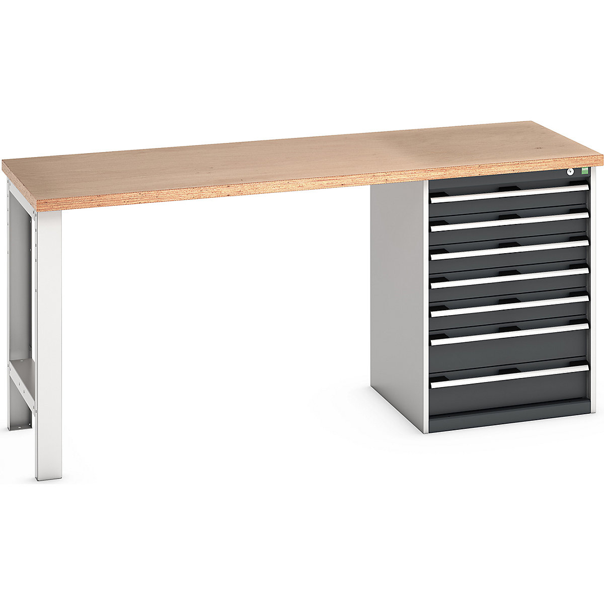 Bott Cubio Pedestal Benches, Bott Cubio Pedestal Benches, Bott Cubio Pedestal Bench | 7 Drawer Cabinet | 940h x 2000w x 750d mm | Anthracite Grey | MPX Worktop-0