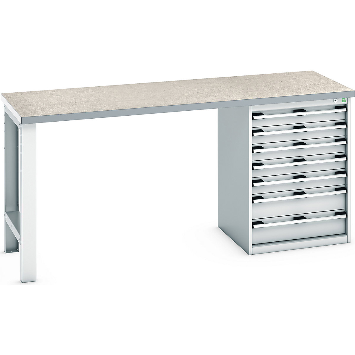 Bott Cubio Pedestal Benches, Bott Cubio Pedestal Benches, Bott Cubio Pedestal Bench | 7 Drawer Cabinet | 940h x 2000w x 750d mm | Light Grey | Lino Worktop-0