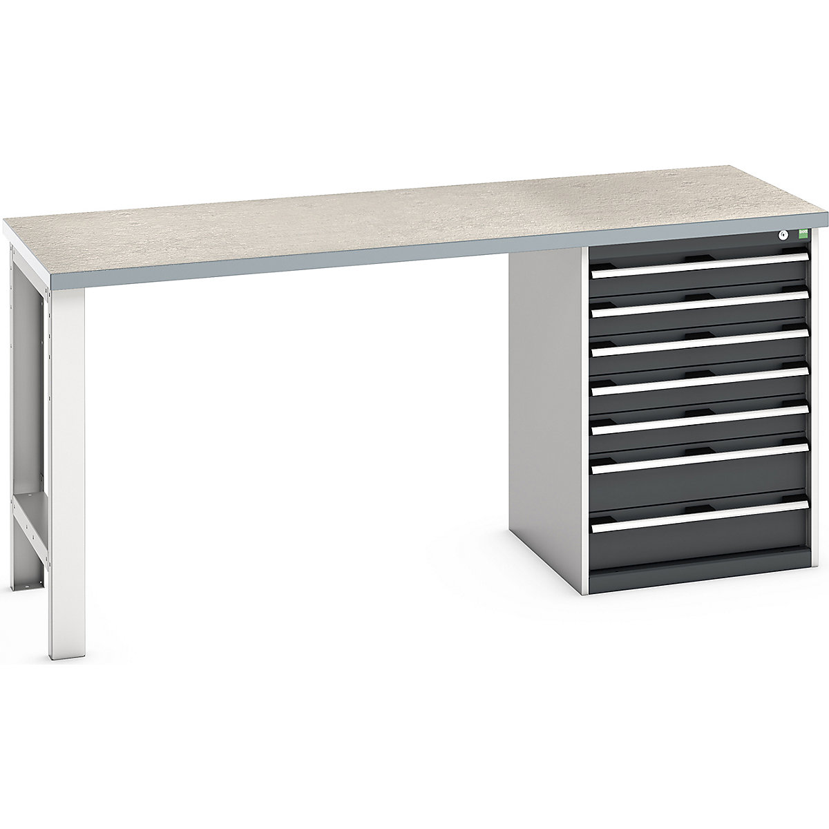 Bott Cubio Pedestal Benches, Bott Cubio Pedestal Benches, Bott Cubio Pedestal Bench | 7 Drawer Cabinet | 940h x 2000w x 750d mm | Anthracite Grey | Lino Worktop-0