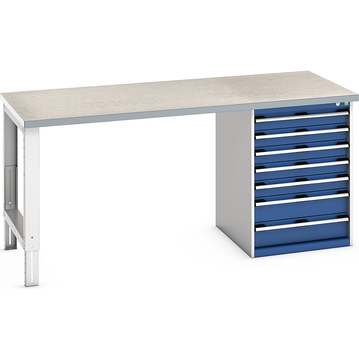 Bott Cubio Pedestal Benches, Bott Cubio Pedestal Benches, Bott Cubio Pedestal Bench | 7 Drawer Cabinet | 940h x 2000w x 900d mm | Blue | Lino Worktop-0