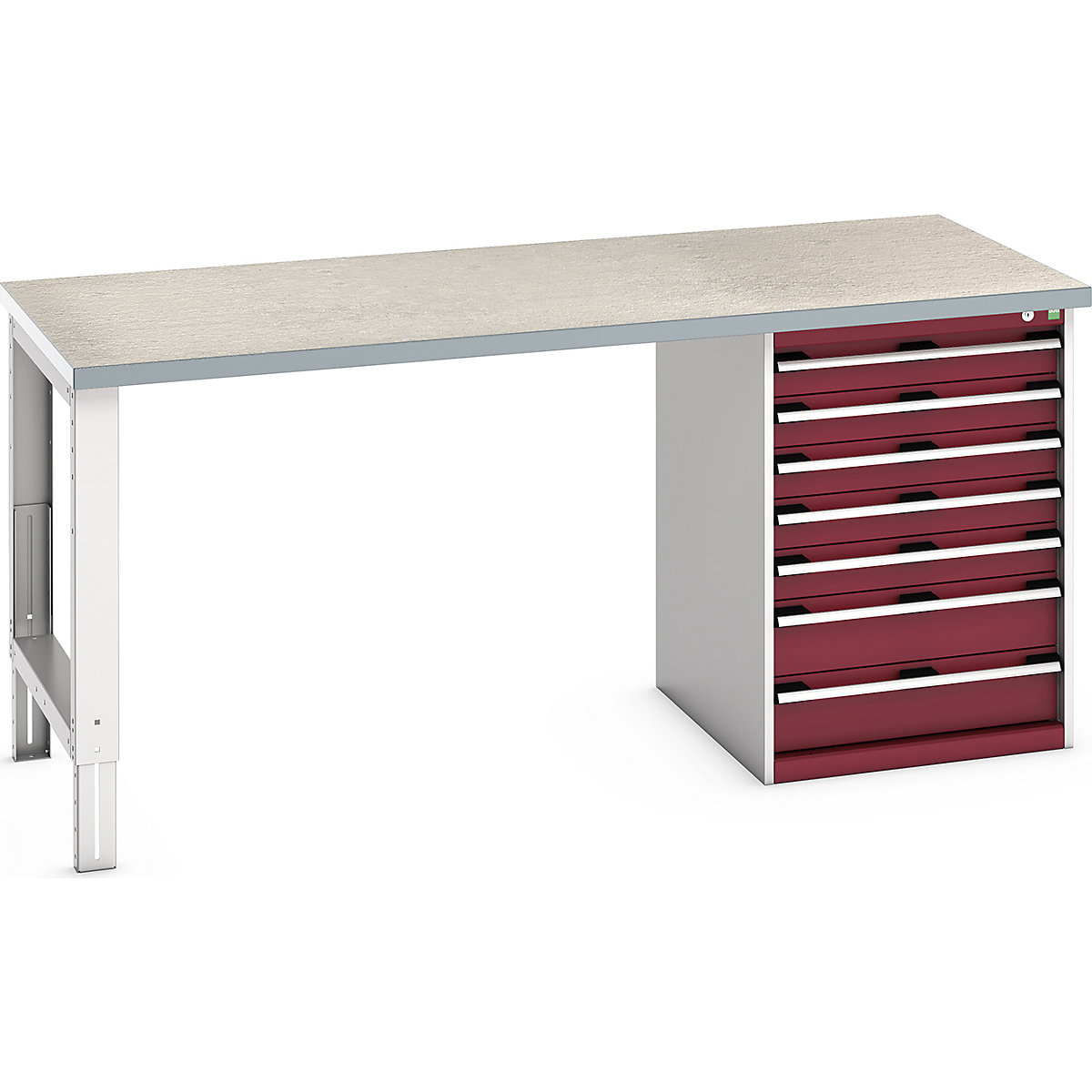 Bott Cubio Pedestal Benches, Bott Cubio Pedestal Benches, Bott Cubio Pedestal Bench | 7 Drawer Cabinet | 940h x 2000w x 900d mm | Red | Lino Worktop-0