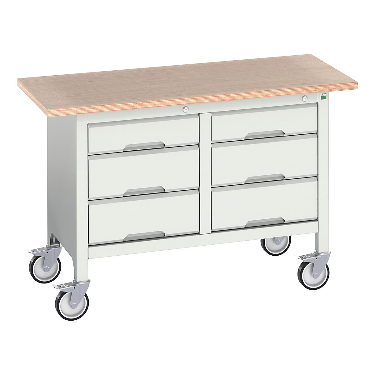 Bott Verso Mobile Storage Bench | 1250 Wide, Bott Verso Mobile Storage Bench | 1250 Wide, Bott Verso Mobile Storage Bench | 830h x 1250w x 600d mm | 2x 125, 4x 175 Drawers | Light Grey-0