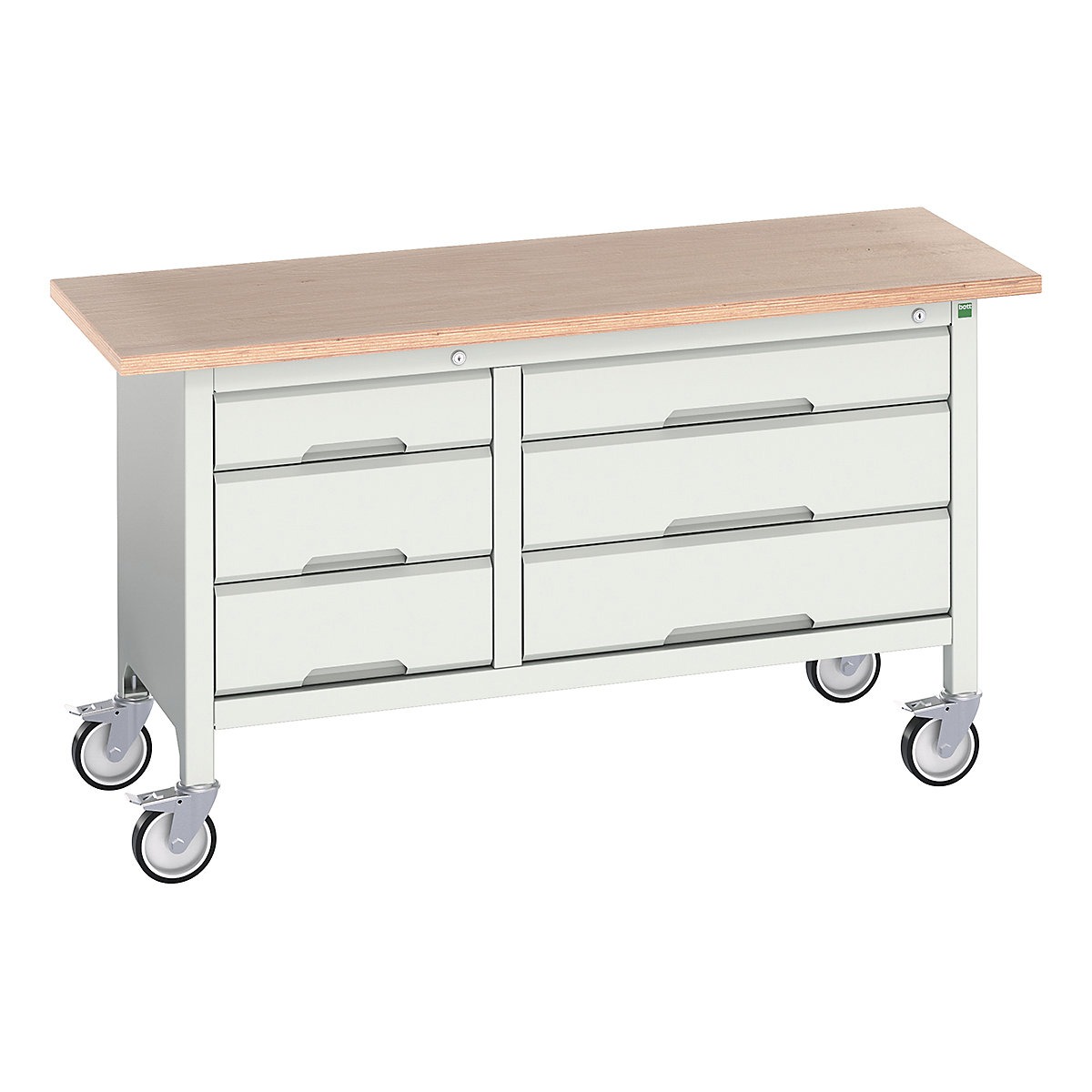 Bott Verso Mobile Storage Bench | 1500 Wide, Bott Verso Mobile Storage Bench | 1500 Wide, Bott Verso Mobile Storage Bench | 830h x 1500w x 600d mm | 2x 125, 4x 175 Drawers | Light Grey-0