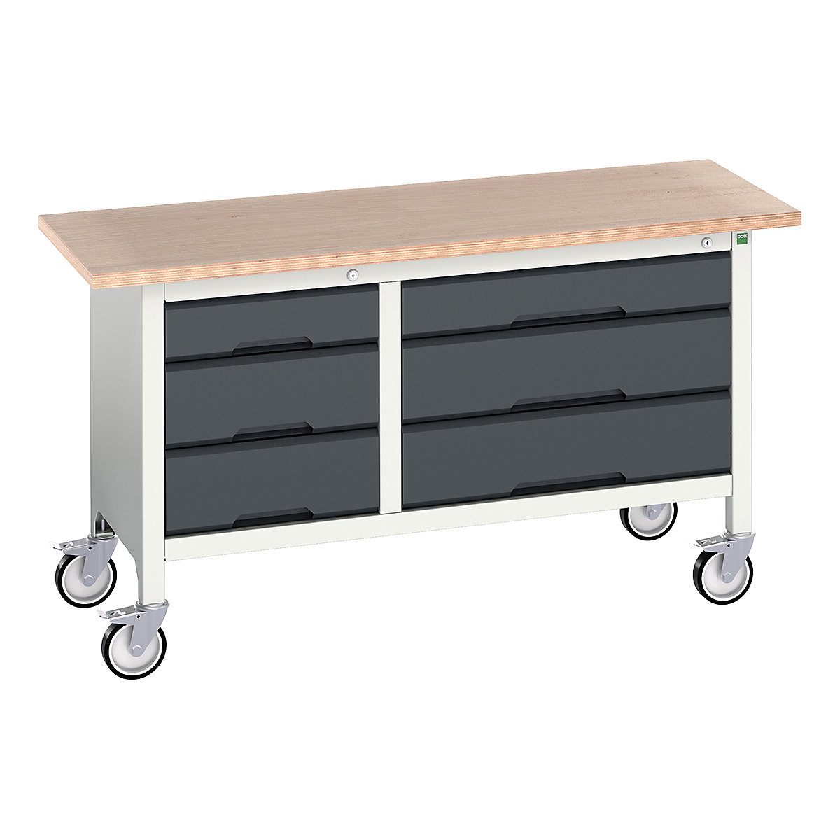 Bott Verso Mobile Storage Bench | 1500 Wide, Bott Verso Mobile Storage Bench | 1500 Wide, Bott Verso Mobile Storage Bench | 830h x 1500w x 600d mm | 2x 125, 4x 175 Drawers | Anthracite Grey-0