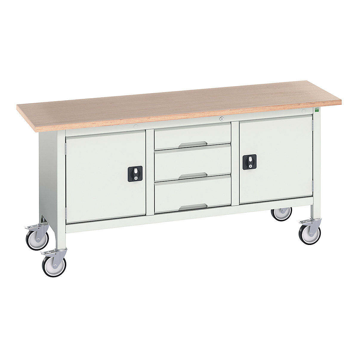 Bott Verso Mobile Storage Bench | 1750 Wide, Bott Verso Mobile Storage Bench | 1750 Wide, Bott Verso Mobile Storage Bench | 830h x 1750w x 600d mm | 2x 475 Cupboards, 1x 125, 2x 175 Drawers | Light Grey-0