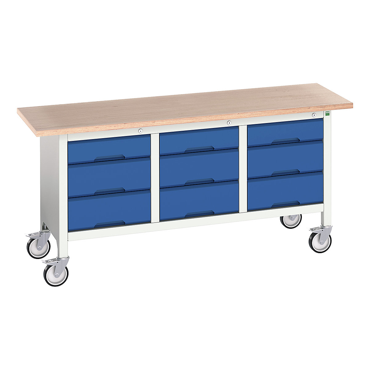 Bott Verso Mobile Storage Bench | 1750 Wide, Bott Verso Mobile Storage Bench | 1750 Wide, Bott Verso Mobile Storage Bench | 830h x 1750w x 600d mm | 3x 125, 6x 175 Drawers | Blue-0