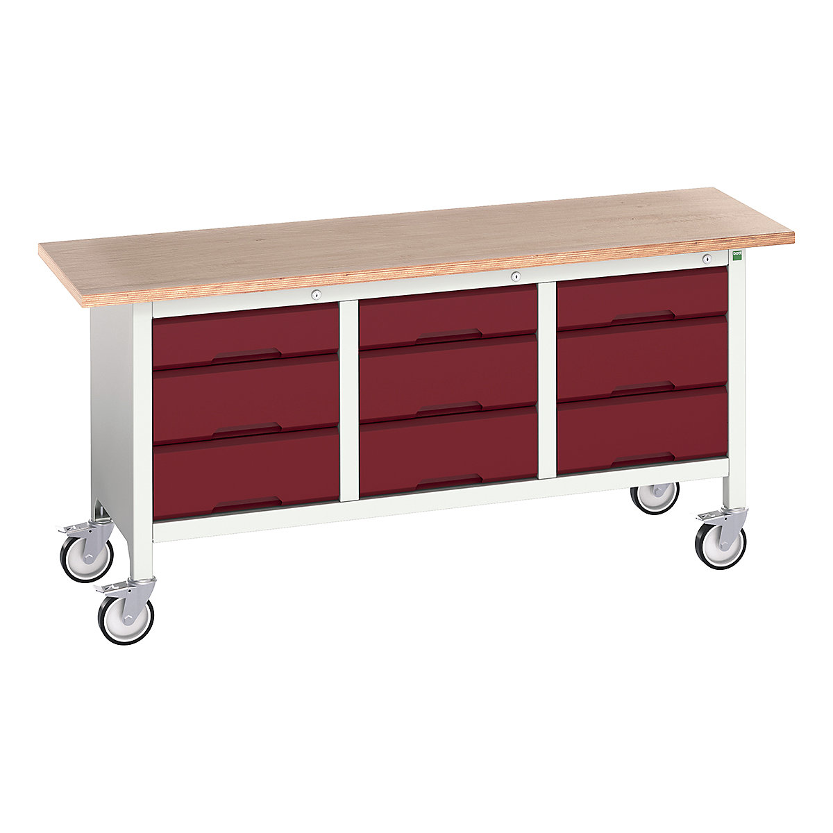 Bott Verso Mobile Storage Bench | 1750 Wide, Bott Verso Mobile Storage Bench | 1750 Wide, Bott Verso Mobile Storage Bench | 830h x 1750w x 600d mm | 3x 125, 6x 175 Drawers | Red-0