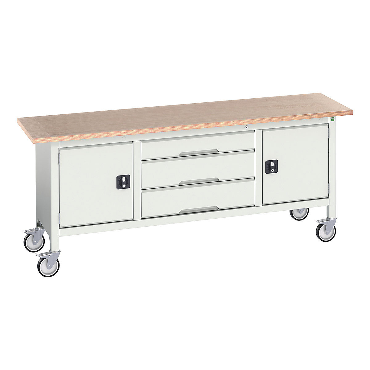 Bott Verso Mobile Storage Bench | 2000 Wide, Bott Verso Mobile Storage Bench | 2000 Wide, Bott Verso Mobile Storage Bench | 830h x 2000w x 600d mm | 2x 475 Cupboards, 1x 125, 2x 175 Drawers | Light Grey-0
