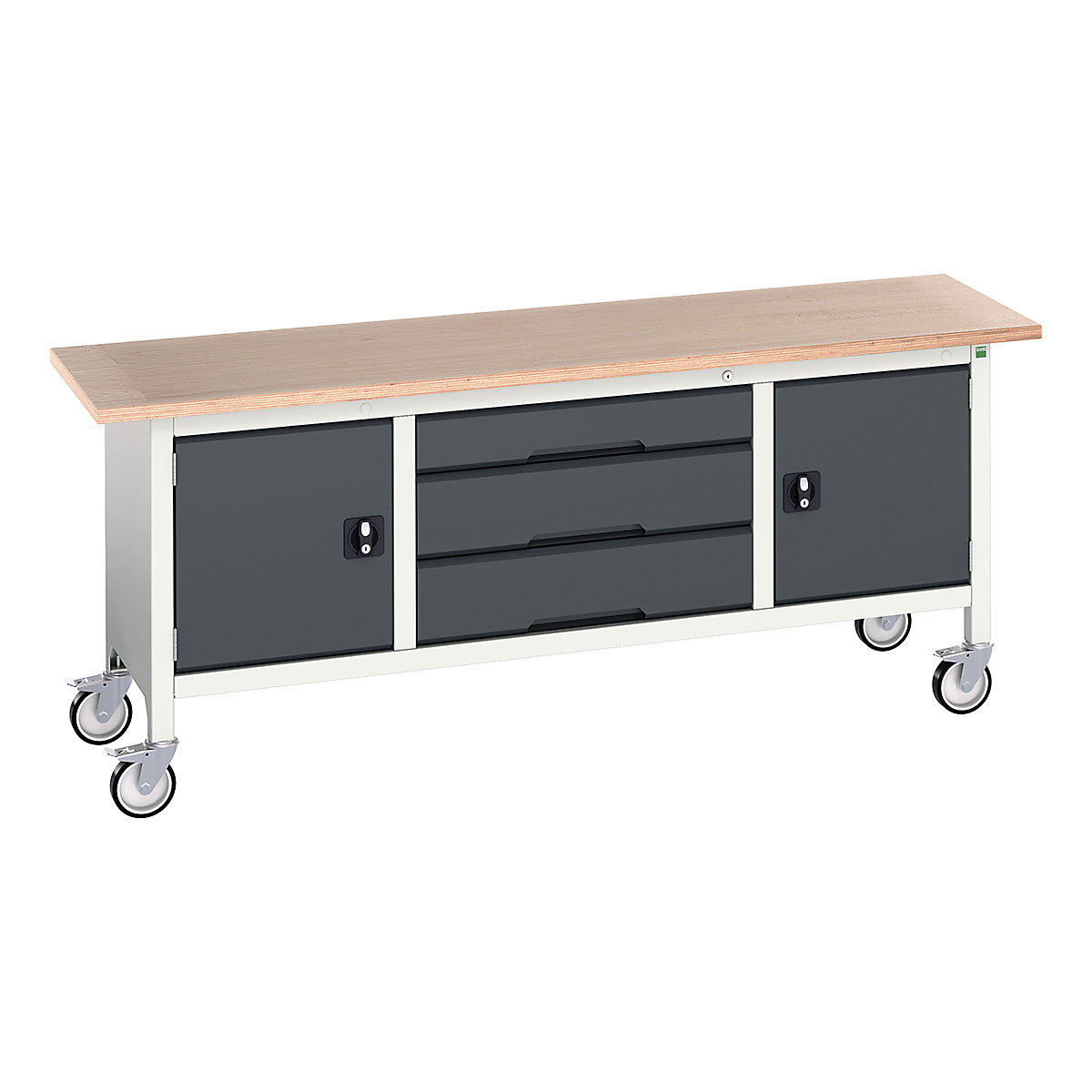 Bott Verso Mobile Storage Bench | 2000 Wide, Bott Verso Mobile Storage Bench | 2000 Wide, Bott Verso Mobile Storage Bench | 830h x 2000w x 600d mm | 2x 475 Cupboards, 1x 125, 2x 175 Drawers | Anthracite Grey-0