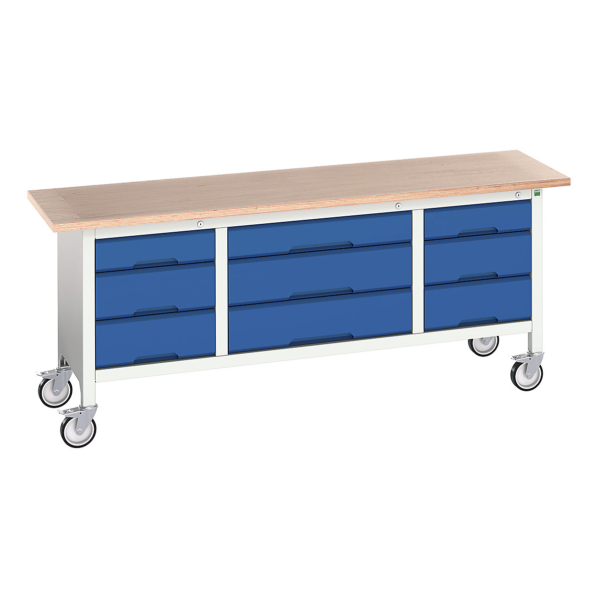 Bott Verso Mobile Storage Bench | 2000 Wide, Bott Verso Mobile Storage Bench | 2000 Wide, Bott Verso Mobile Storage Bench | 830h x 2000w x 600d mm | 3x 125, 6x 175 Drawers | Blue-0