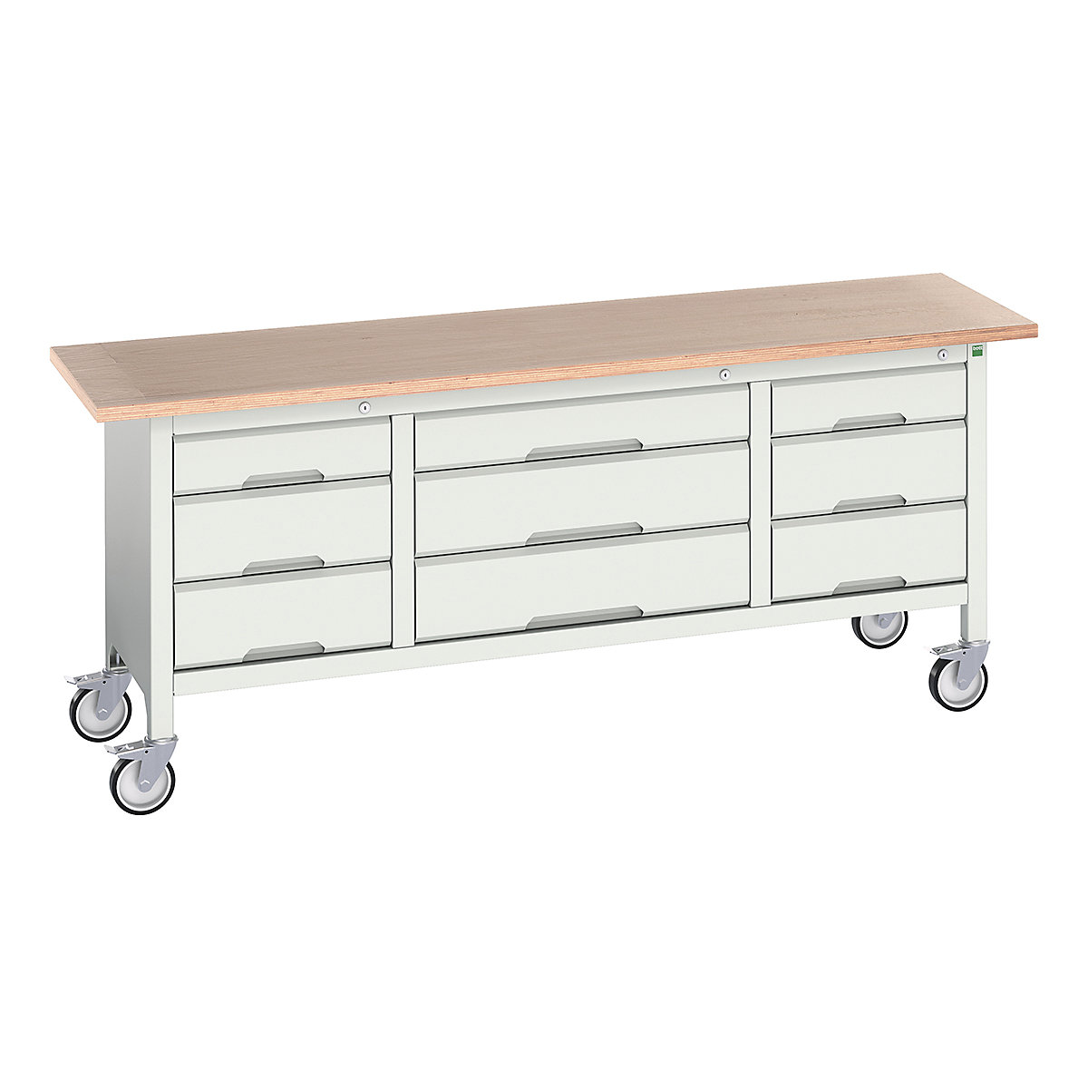 Bott Verso Mobile Storage Bench | 2000 Wide, Bott Verso Mobile Storage Bench | 2000 Wide, Bott Verso Mobile Storage Bench | 830h x 2000w x 600d mm | 3x 125, 6x 175 Drawers | Light Grey-0