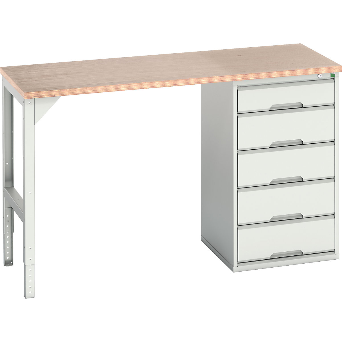 Bott Verso Pedestal Benches, Bott Verso Pedestal Benches, Bott Verso Pedestal Bench | 930h x 1500w x 600d mm | Light Grey | MPX Worktop | 5 Drawer | 525w Cabinet-0