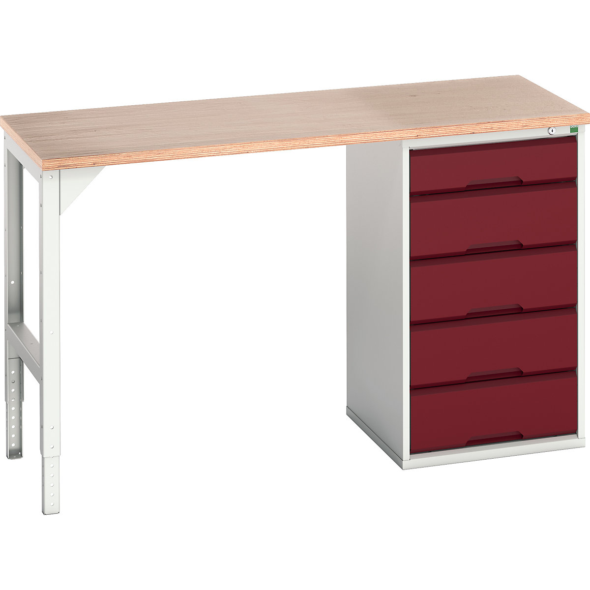 Bott Verso Pedestal Benches, Bott Verso Pedestal Benches, Bott Verso Pedestal Bench | 930h x 1500w x 600d mm | Red | MPX Worktop | 5 Drawer | 525w Cabinet-0