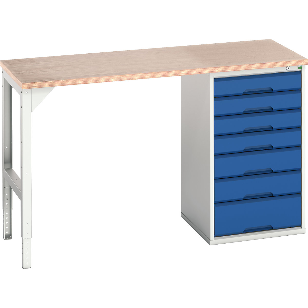 Bott Verso Pedestal Benches, Bott Verso Pedestal Benches, Bott Verso Pedestal Bench | 930h x 1500w x 600d mm | Blue | MPX Worktop | 7 Drawer | 525w Cabinet-0