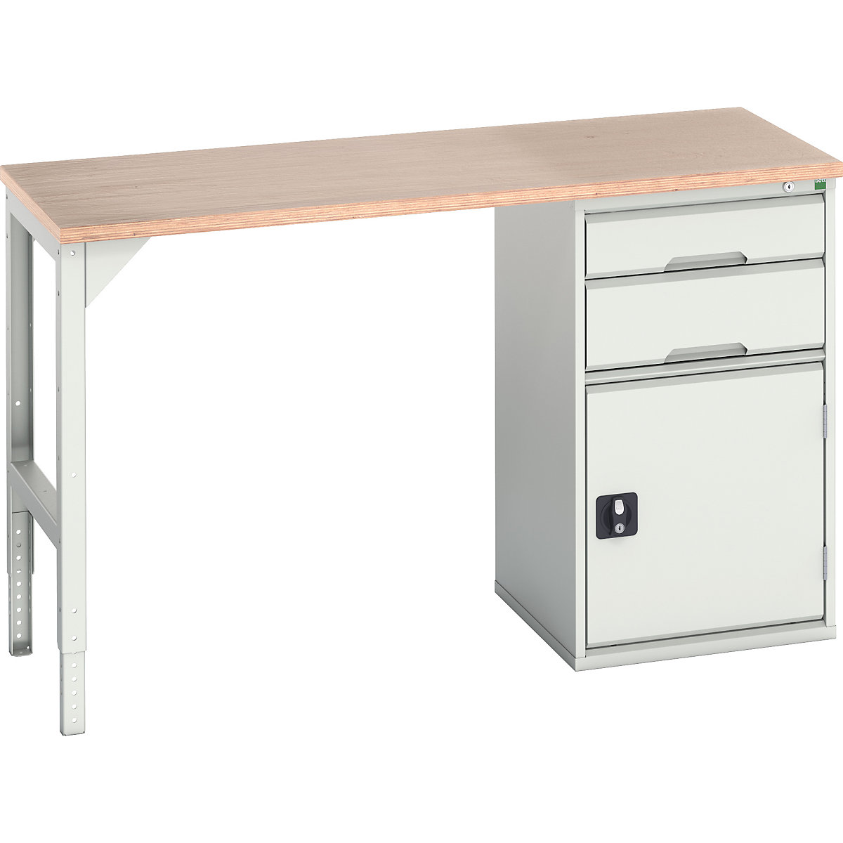 Bott Verso Pedestal Benches, Bott Verso Pedestal Benches, Bott Verso Pedestal Bench | 930h x 1500w x 600d mm | Light Grey | MPX Worktop | 2 Drawer & Cupboard | 525w Cabinet-0