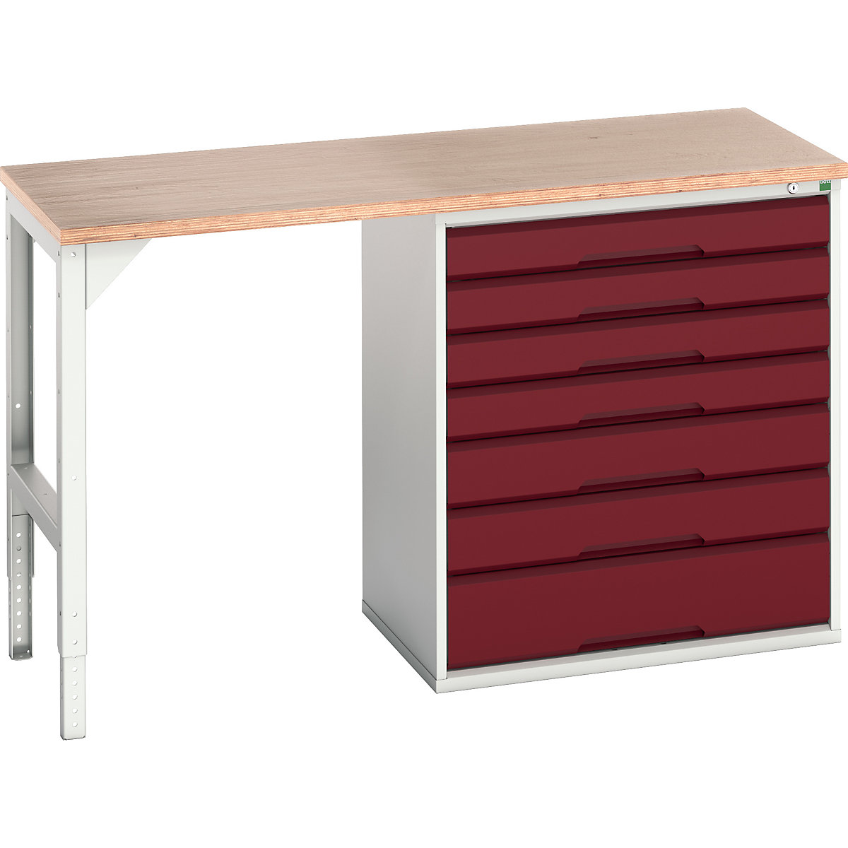 Bott Verso Pedestal Benches, Bott Verso Pedestal Benches, Bott Verso Pedestal Bench | 930h x 1500w x 600d mm | Red | MPX Worktop | 7 Drawer | 800w Cabinet-0