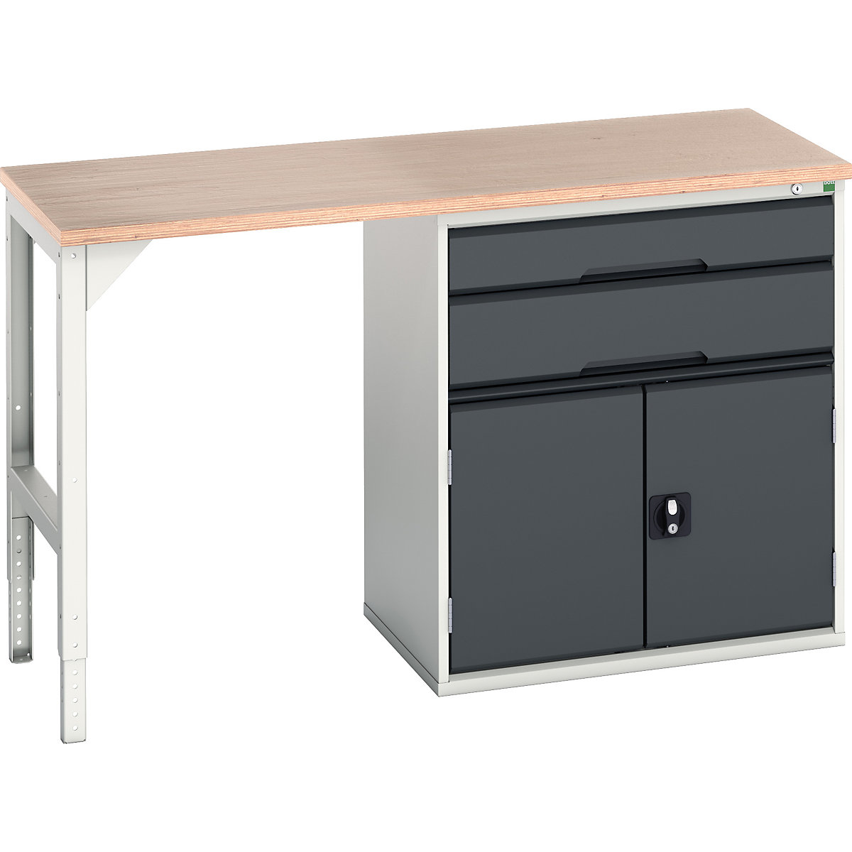 Bott Verso Pedestal Benches, Bott Verso Pedestal Benches, Bott Verso Pedestal Bench | 930h x 1500w x 600d mm | Anthracite Grey | MPX Worktop | 2 Drawer & Cupboard | 800w Cabinet-0
