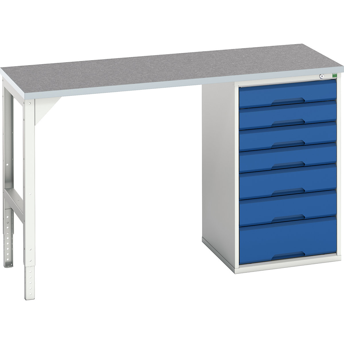 Bott Verso Pedestal Benches, Bott Verso Pedestal Benches, Bott Verso Pedestal Bench | 930h x 1500w x 600d mm | Blue | Lino Worktop | 7 Drawer | 525w Cabinet-0