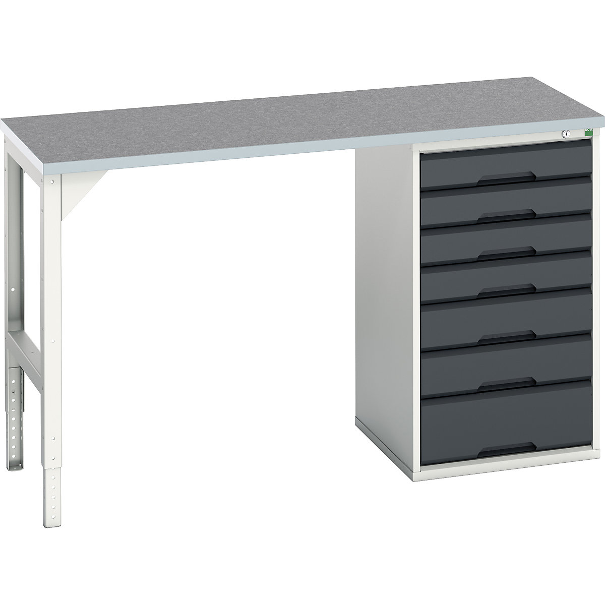 Bott Verso Pedestal Benches, Bott Verso Pedestal Benches, Bott Verso Pedestal Bench | 930h x 1500w x 600d mm | Anthracite Grey | Lino Worktop | 7 Drawer | 525w Cabinet-0