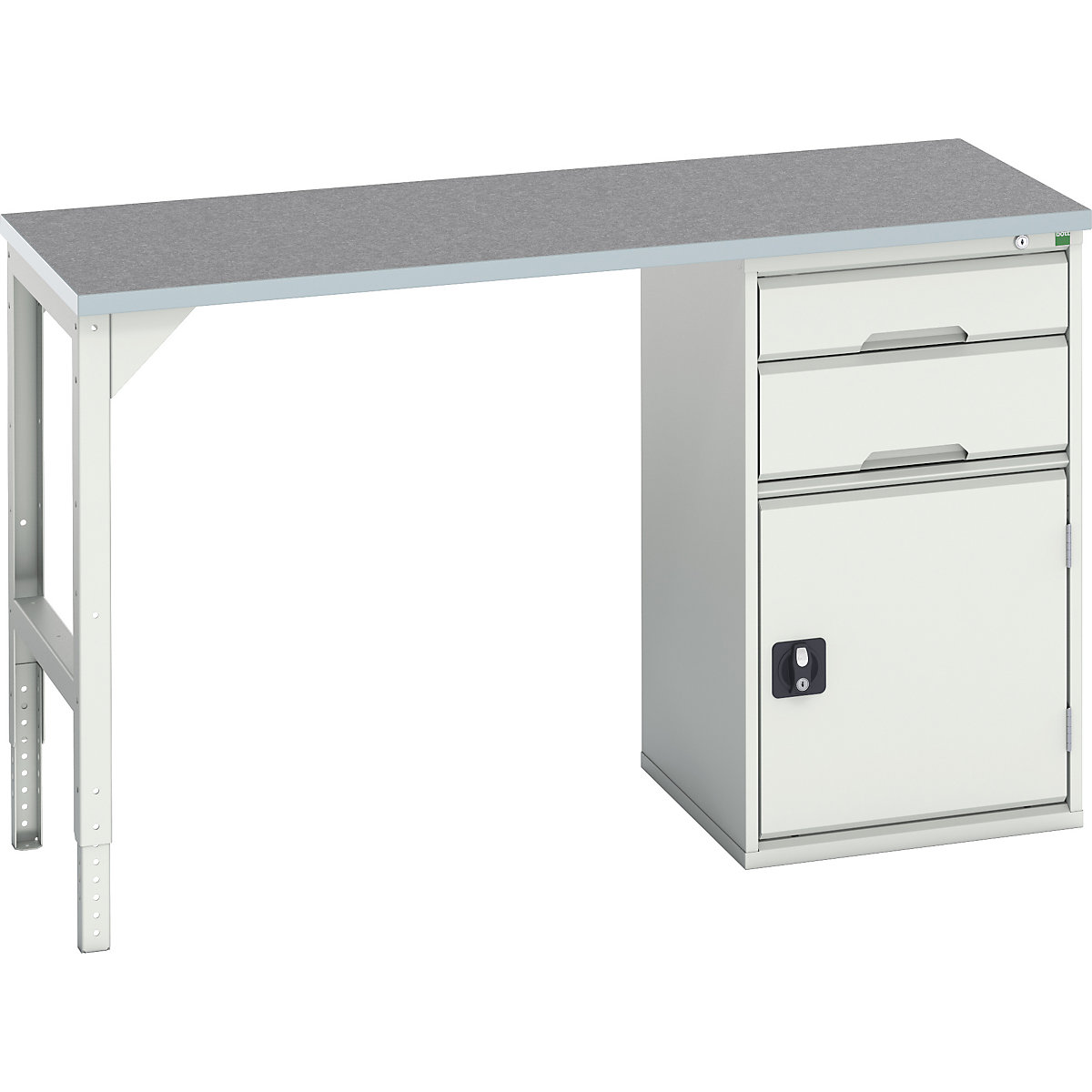 Bott Verso Pedestal Benches, Bott Verso Pedestal Benches, Bott Verso Pedestal Bench | 930h x 1500w x 600d mm | Light Grey | Lino Worktop | 2 Drawer & Cupboard | 525w Cabinet-0