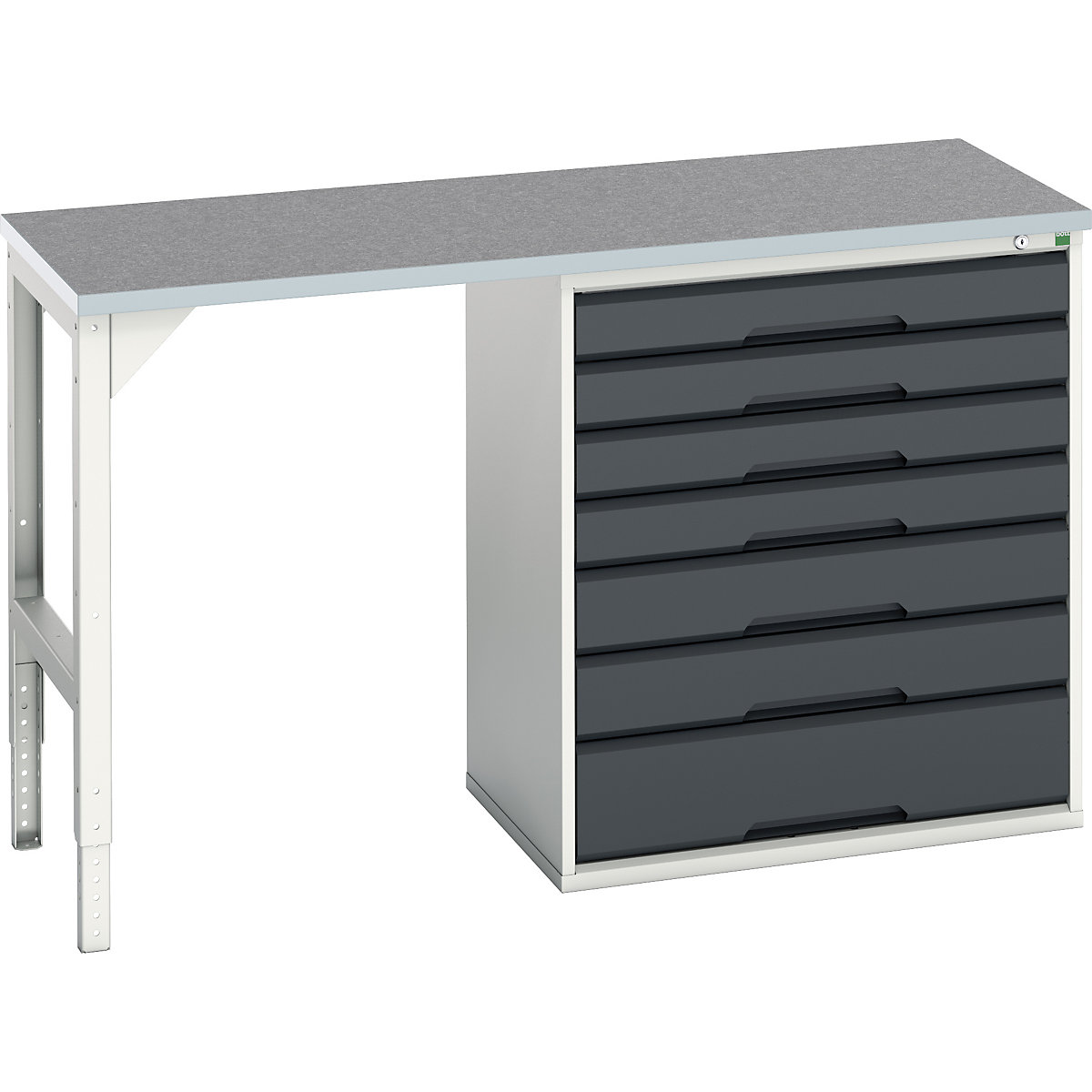 Bott Verso Pedestal Benches, Bott Verso Pedestal Benches, Bott Verso Pedestal Bench | 930h x 1500w x 600d mm | Anthracite Grey | Lino Worktop | 7 Drawer | 800w Cabinet-0