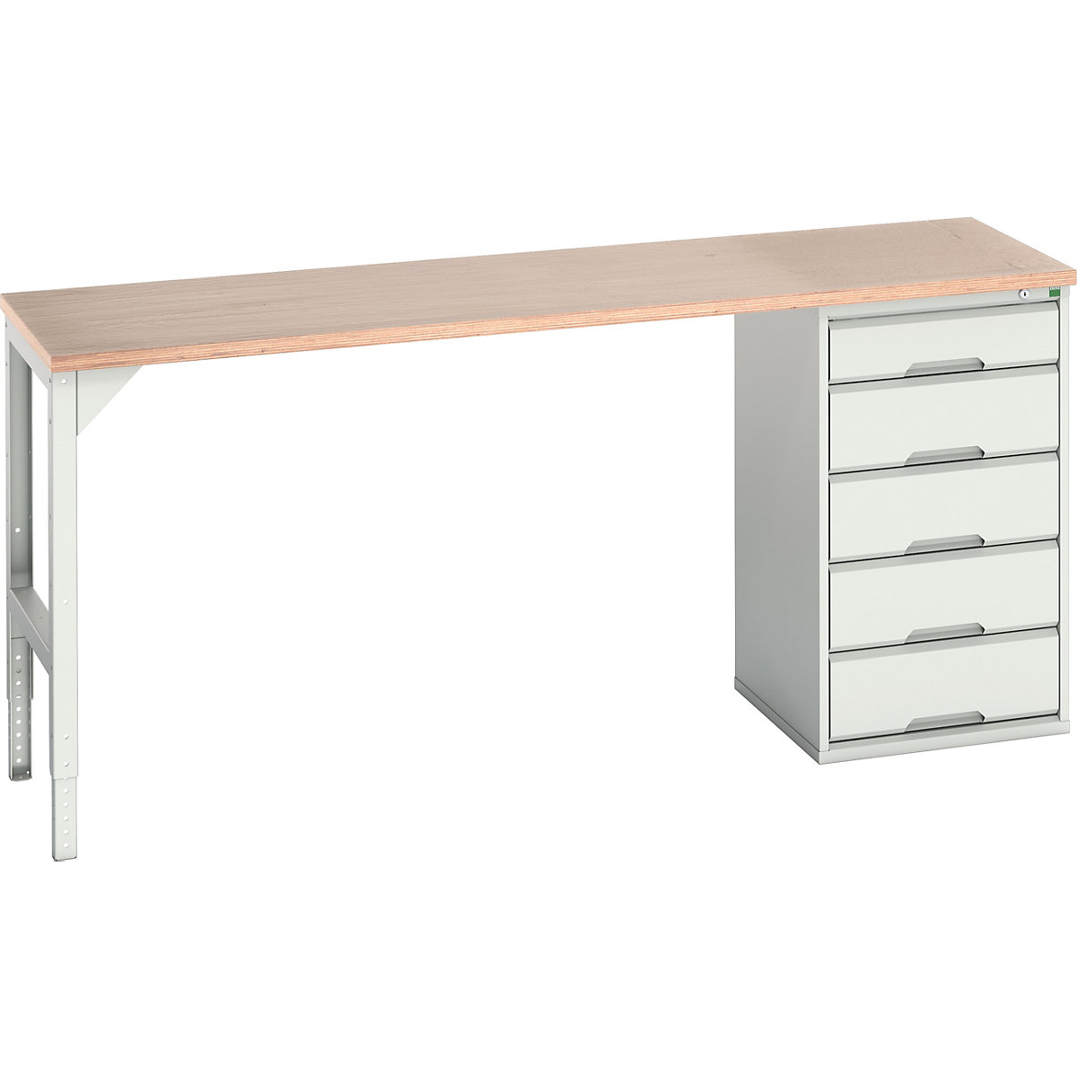 Bott Verso Pedestal Benches, Bott Verso Pedestal Benches, Bott Verso Pedestal Bench | 930h x 2000w x 600d mm | Light Grey | MPX Worktop | 5 Drawer | 525w Cabinet-0
