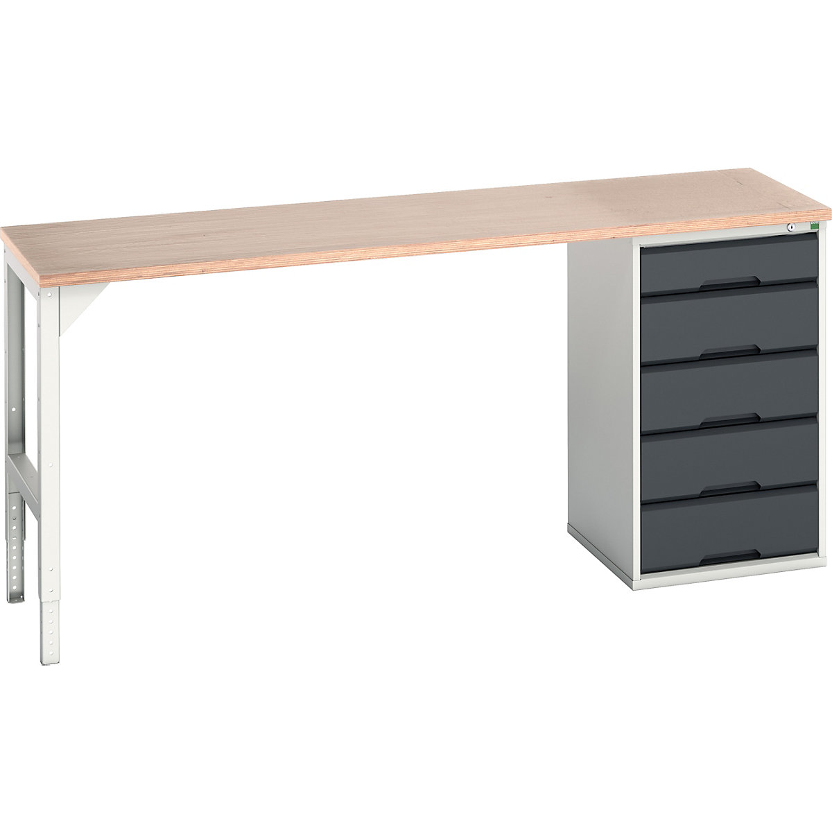 Bott Verso Pedestal Benches, Bott Verso Pedestal Benches, Bott Verso Pedestal Bench | 930h x 2000w x 600d mm | Anthracite Grey | MPX Worktop | 5 Drawer | 525w Cabinet-0