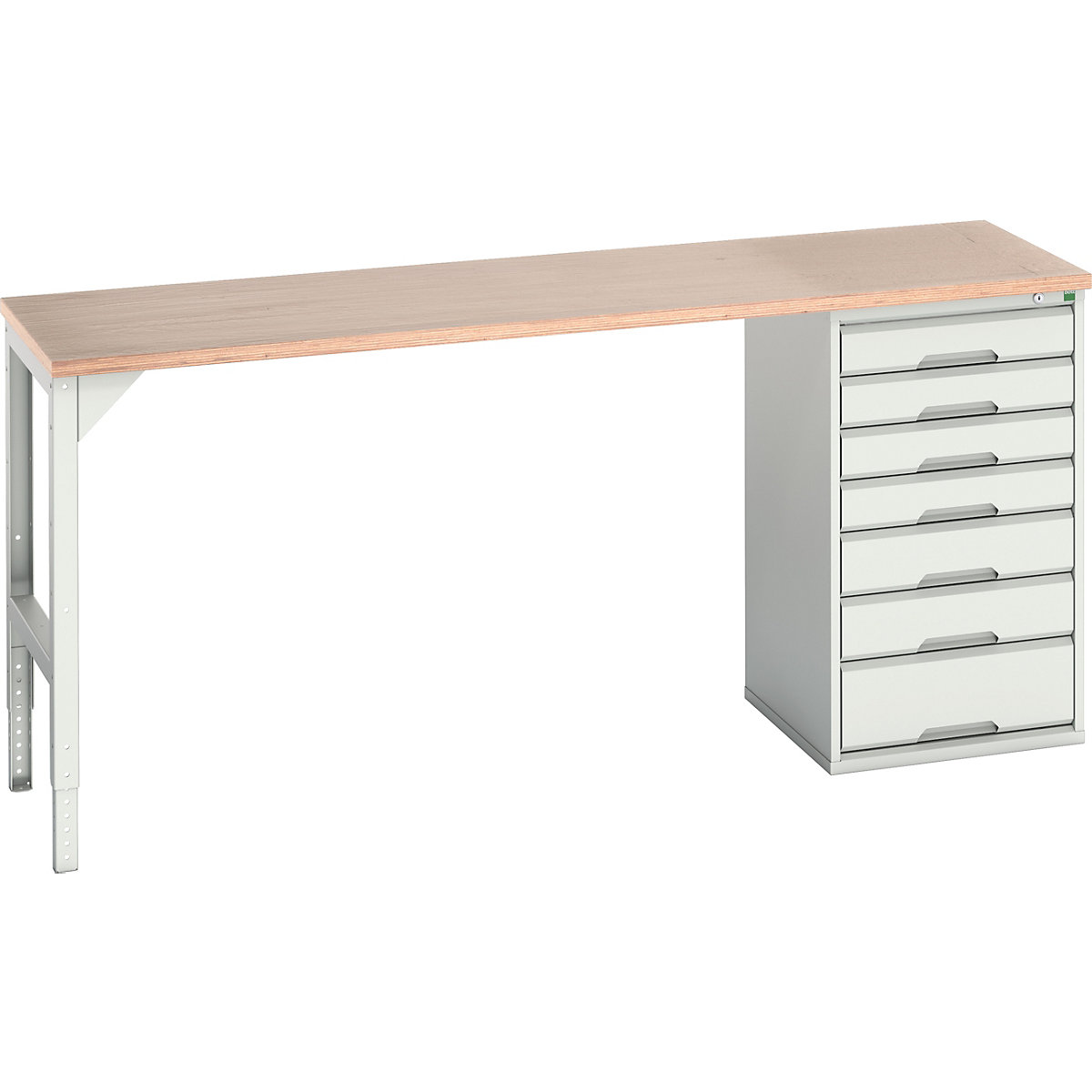 Bott Verso Pedestal Benches, Bott Verso Pedestal Benches, Bott Verso Pedestal Bench | 930h x 2000w x 600d mm | Light Grey | MPX Worktop | 7 Drawer | 525w Cabinet-0