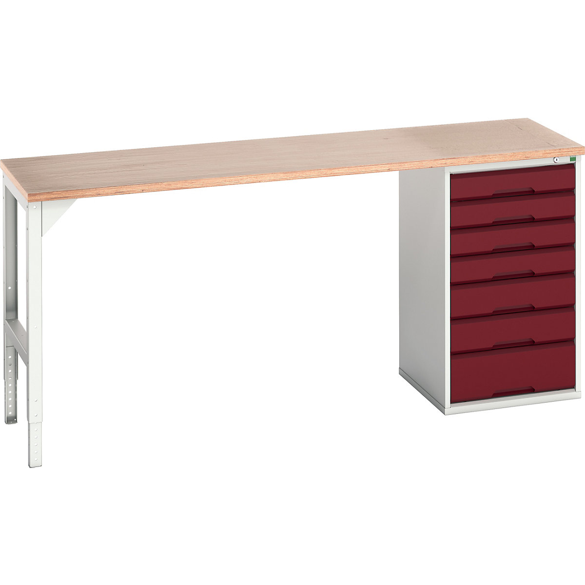 Bott Verso Pedestal Benches, Bott Verso Pedestal Benches, Bott Verso Pedestal Bench | 930h x 2000w x 600d mm | Red | MPX Worktop | 7 Drawer | 525w Cabinet-0