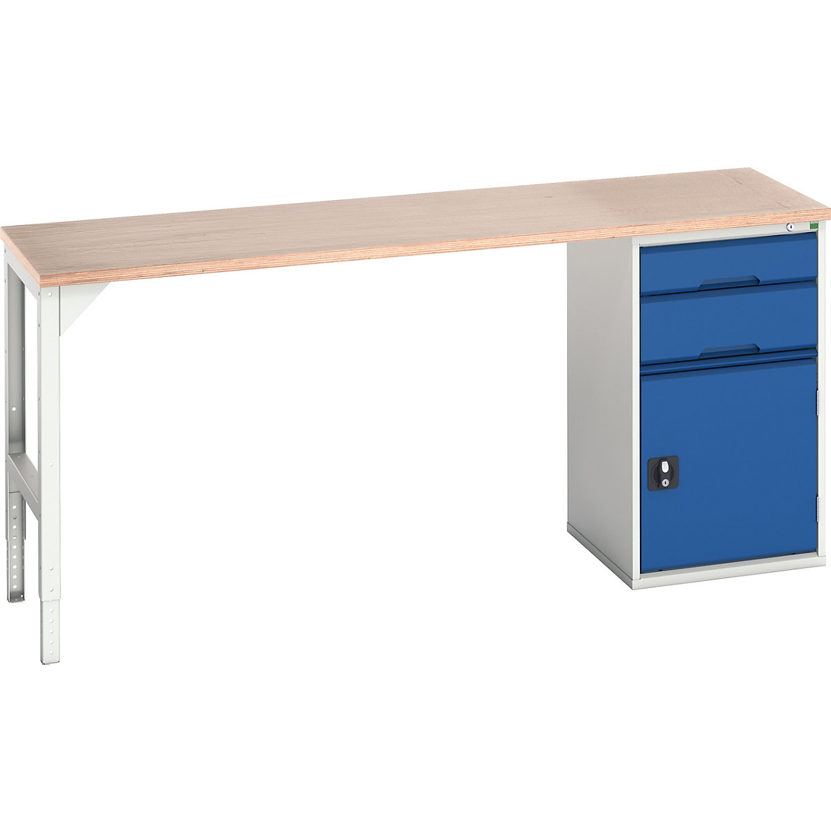 Bott Verso Pedestal Benches, Bott Verso Pedestal Benches, Bott Verso Pedestal Bench | 930h x 2000w x 600d mm | Blue | MPX Worktop | 2 Drawer & Cupboard | 525w Cabinet-0