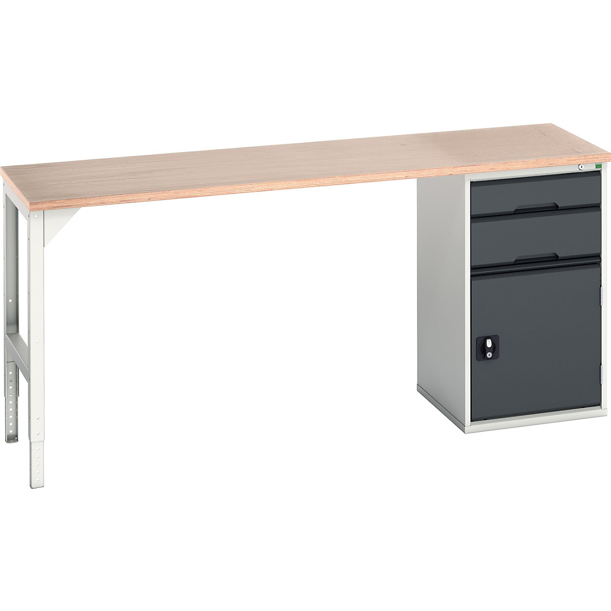 Bott Verso Pedestal Benches, Bott Verso Pedestal Benches, Bott Verso Pedestal Bench | 930h x 2000w x 600d mm | Anthracite Grey | MPX Worktop | 2 Drawer & Cupboard | 525w Cabinet-0