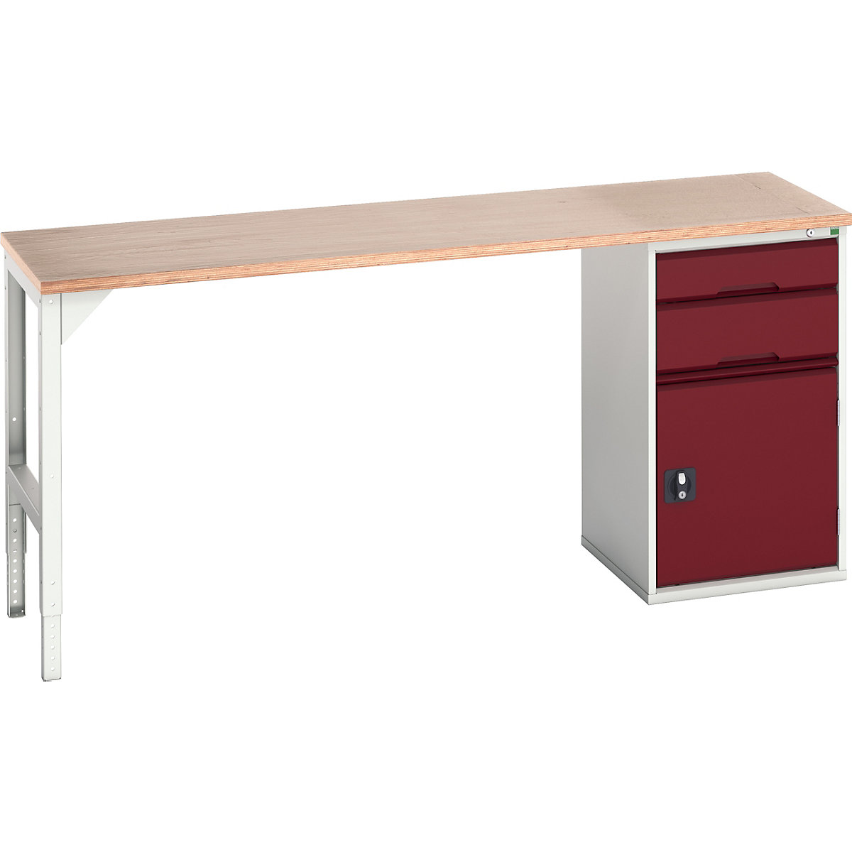 Bott Verso Pedestal Benches, Bott Verso Pedestal Benches, Bott Verso Pedestal Bench | 930h x 2000w x 600d mm | Red | MPX Worktop | 2 Drawer & Cupboard | 525w Cabinet-0