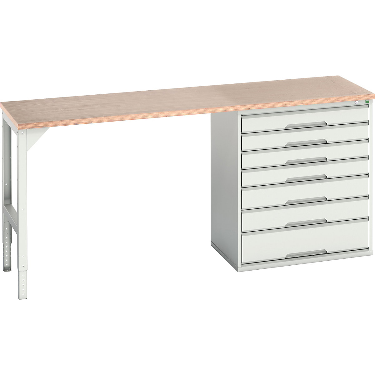 Bott Verso Pedestal Benches, Bott Verso Pedestal Benches, Bott Verso Pedestal Bench | 930h x 2000w x 600d mm | Light Grey | MPX Worktop | 7 Drawer | 800w Cabinet-0