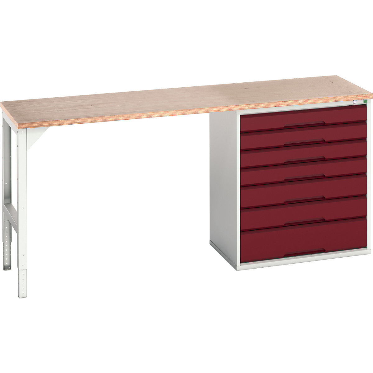 Bott Verso Pedestal Benches, Bott Verso Pedestal Benches, Bott Verso Pedestal Bench | 930h x 2000w x 600d mm | Red | MPX Worktop | 7 Drawer | 800w Cabinet-0