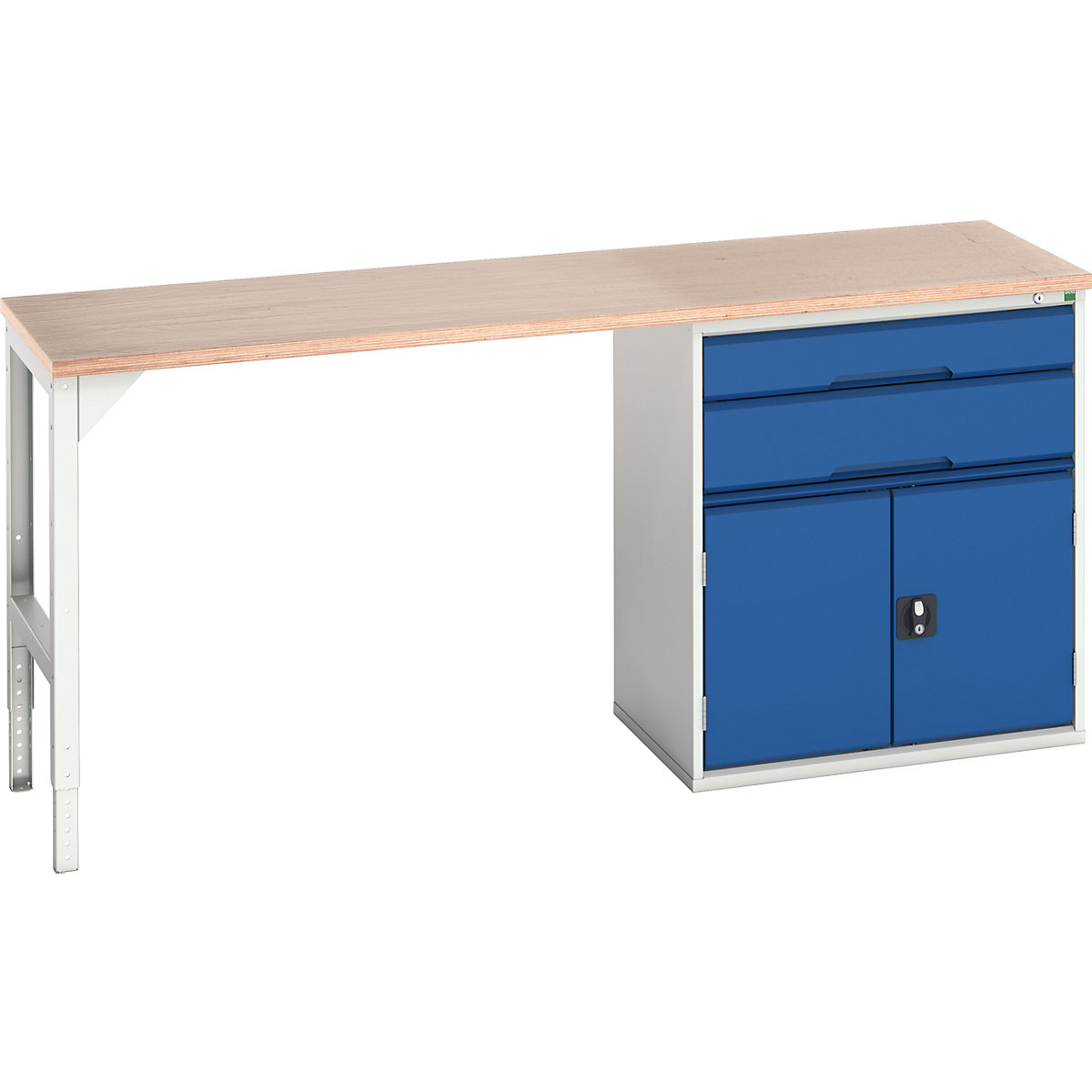 Bott Verso Pedestal Benches, Bott Verso Pedestal Benches, Bott Verso Pedestal Bench | 930h x 2000w x 600d mm | Blue | MPX Worktop | 2 Drawer & Cupboard | 800w Cabinet-0